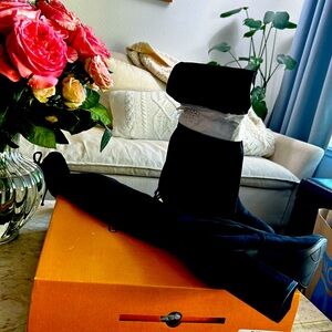 Unisa Jaydi Black Fabric Over-The-Knee Boots